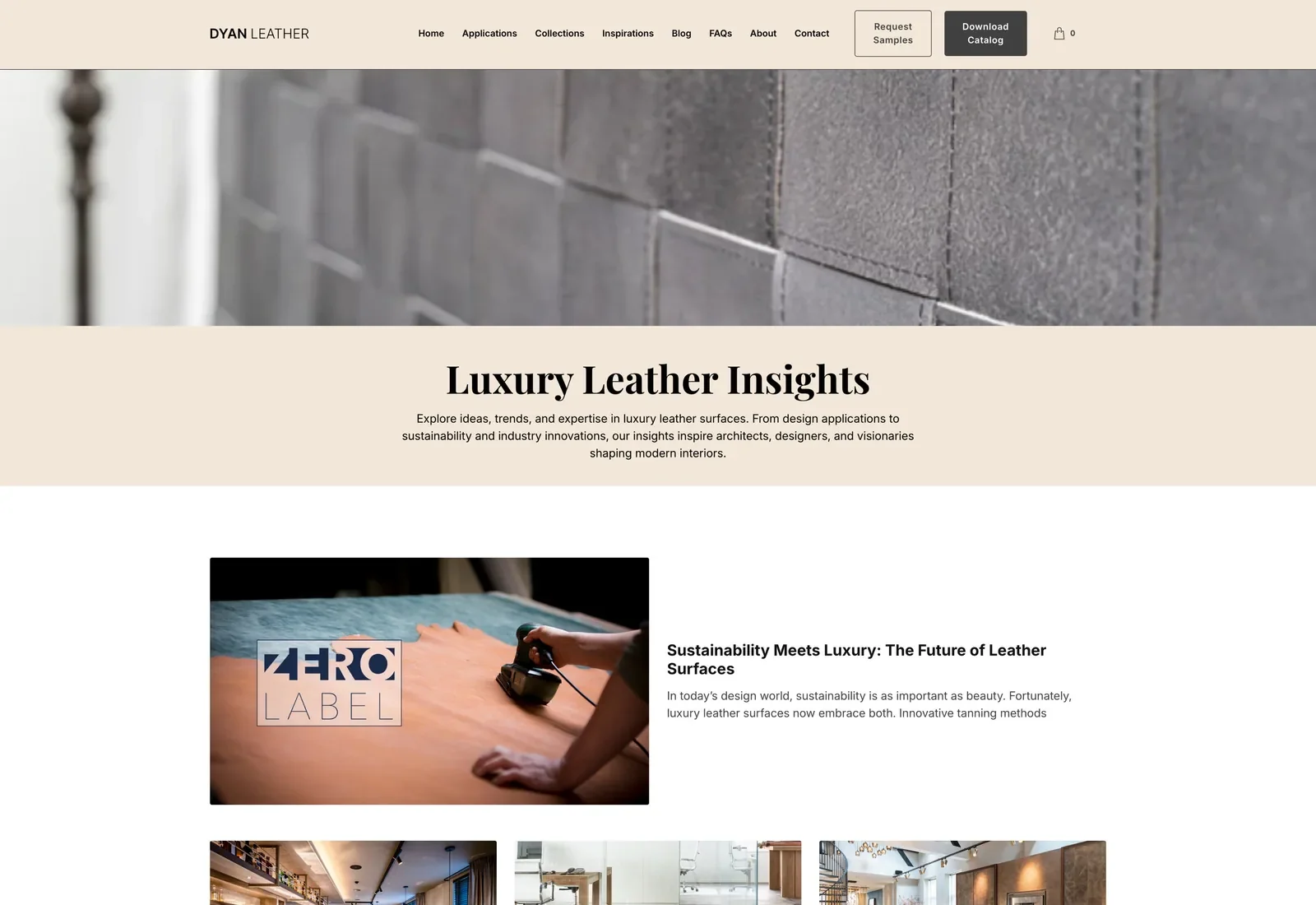 Dyan Leather blog — 'Luxury Leather Insights' with 9 SEO editorial articles