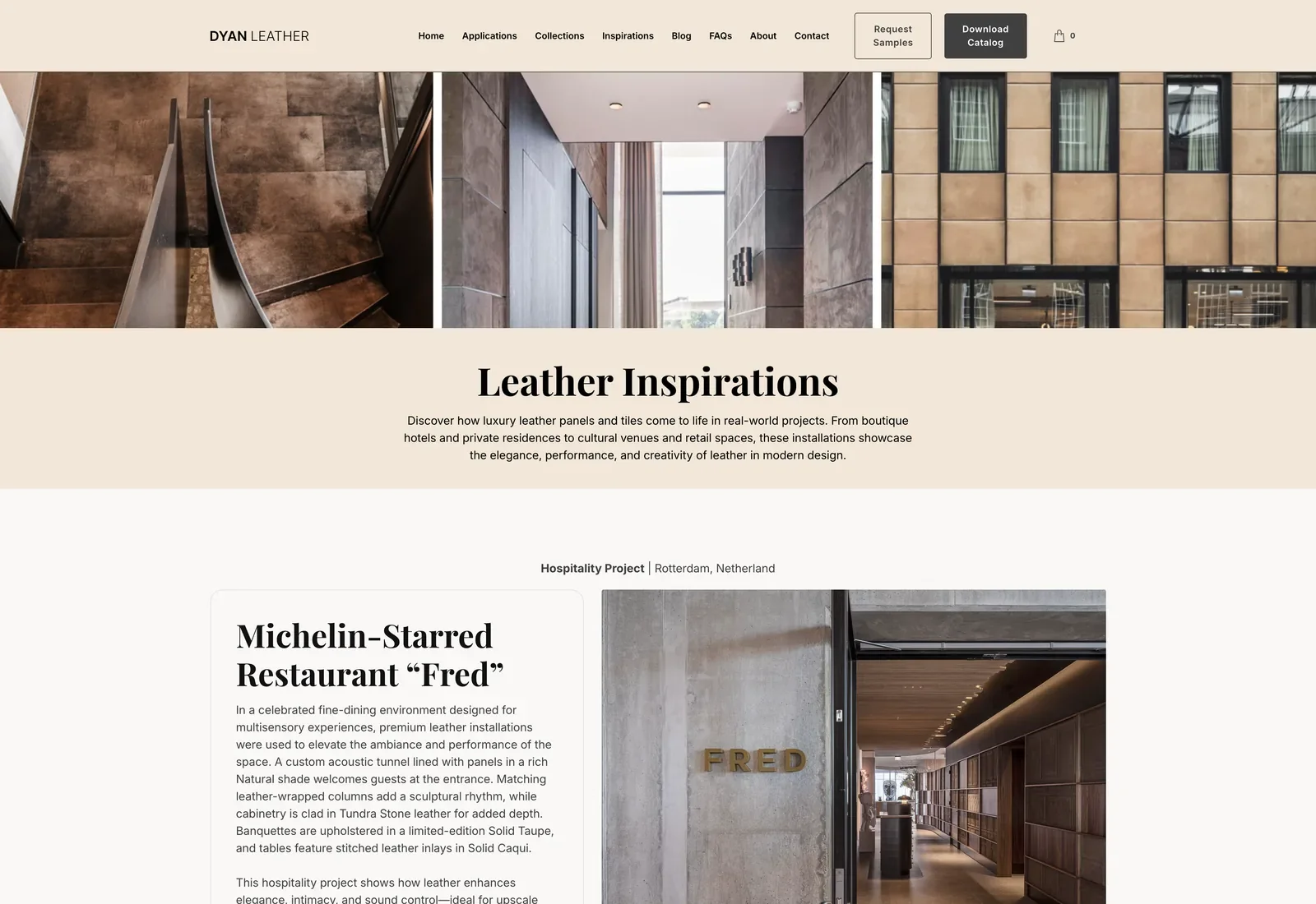 Dyan Leather inspirations gallery — real-world project imagery organized by industry sector